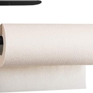Paper Towel Holder Under Cabinet-Matt Black Self Adhesive Paper Towel Holder for Bathroom Countertop Organizer Horizontal or Vertical Wall Mounted for Kitchen Accessories