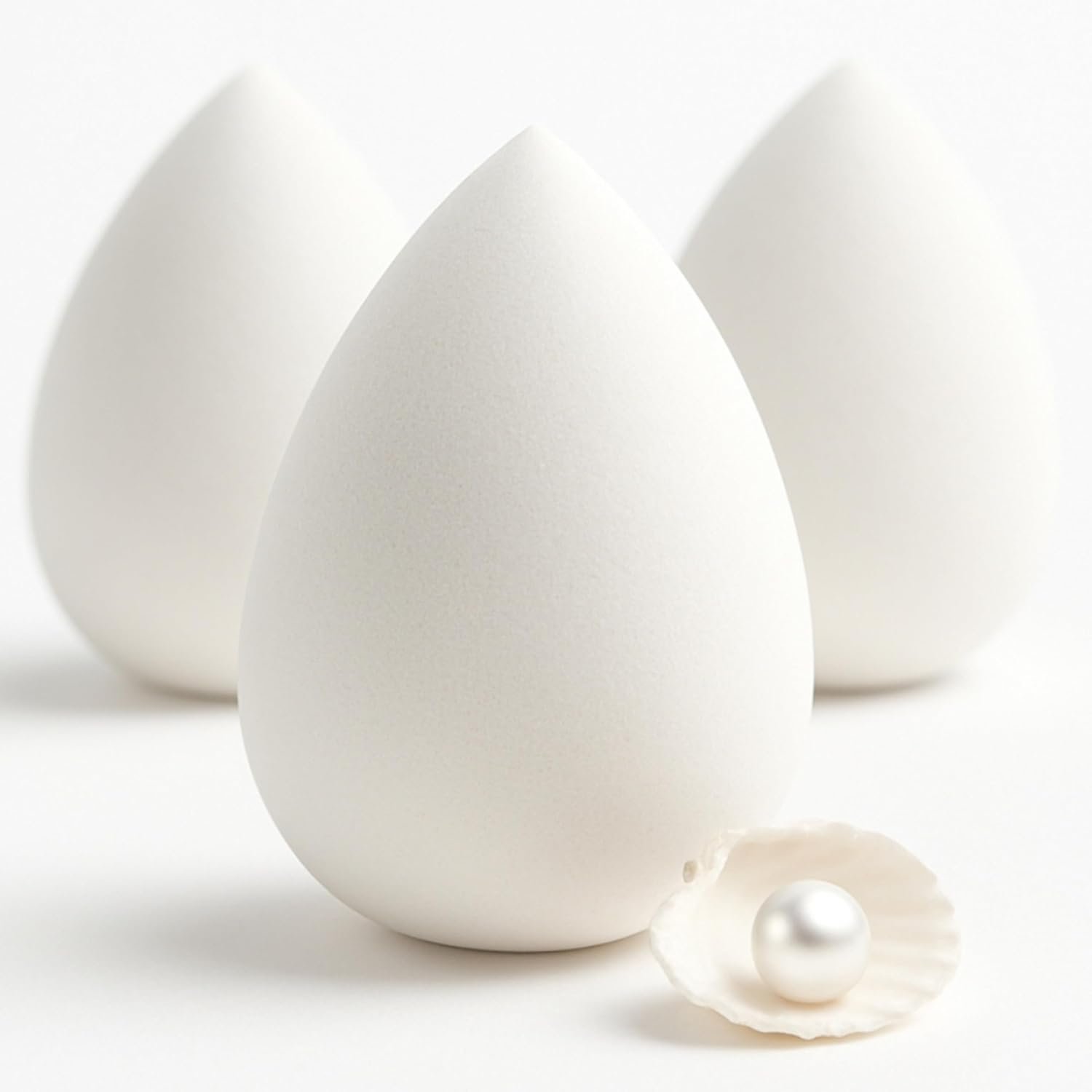 Pearl Beauty Sponge - Plant-Based, Eco-Friendly, Cruelty-Free, Dye-Free & Latex-Free Blender, Biodegradable & Natural Makeup Sponge, Makeup Blender, Perfect for Liquid & Powder (3 Count)