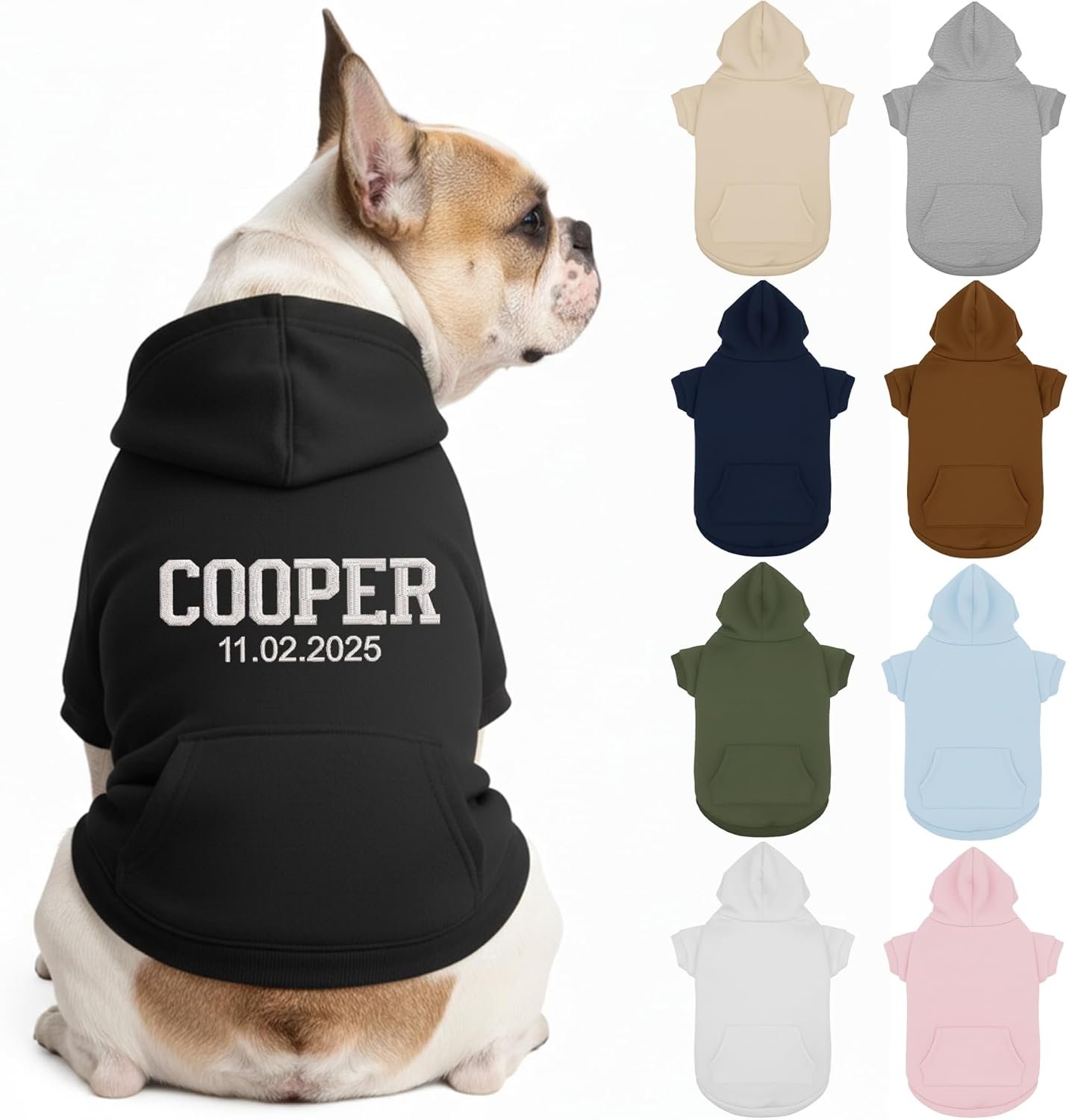 Personalized Dog Hoodie, Custom Embroidered Name Pet Hoodie, Warm Winter Outfit for Dogs, Pet Clothes, Gift for Dog Lovers 3
