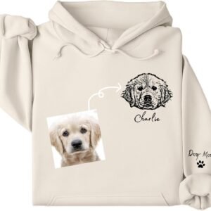 Personalized Dog Hoodie Sweatshirt, Custom Line Art Portrait Dogs Cats Hoodie, Customized Pet Lover Gifts, Pet Name Hoodies Sweatshirts For Women, Dog Mom Gifts