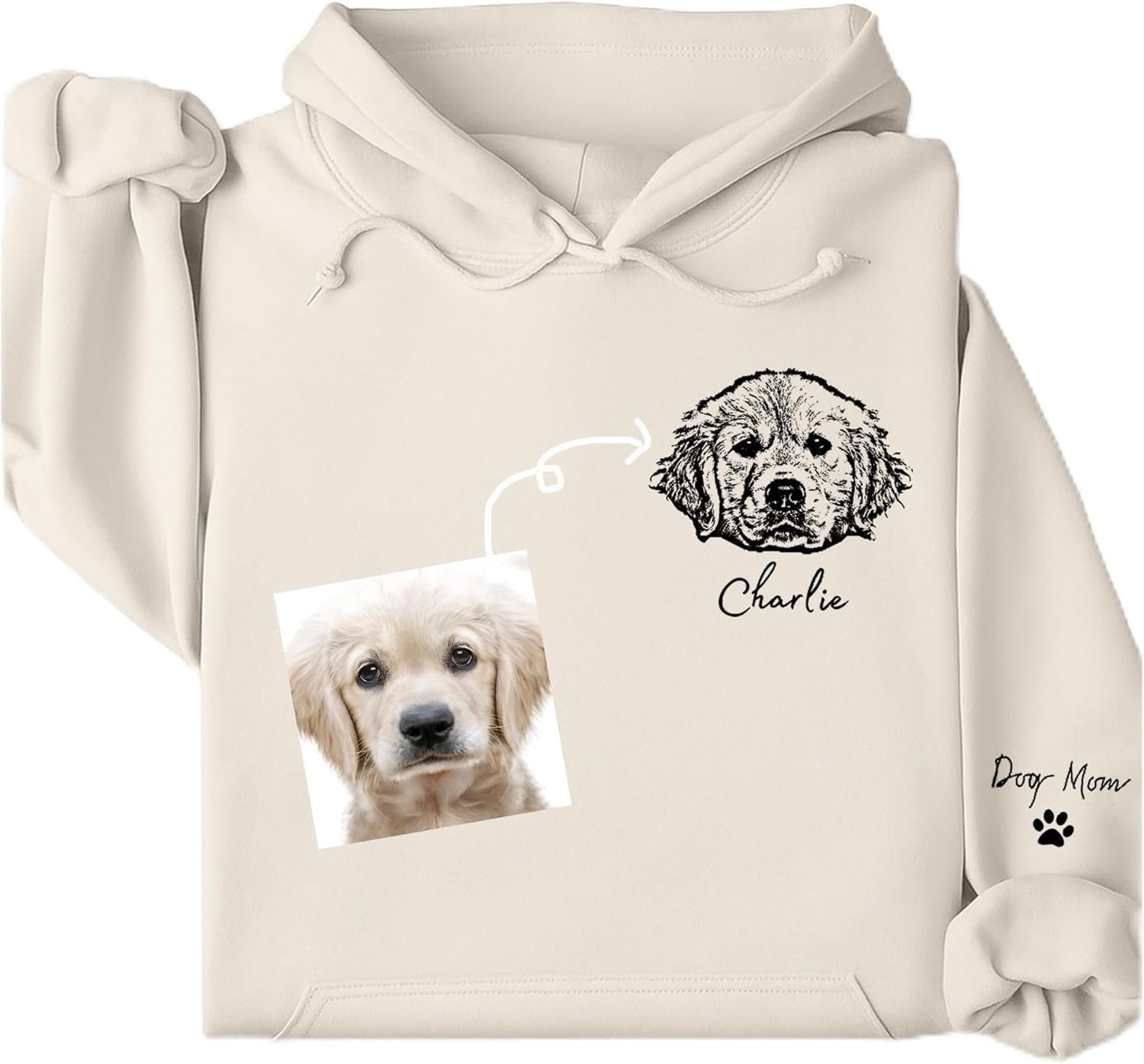 Personalized Dog Hoodie Sweatshirt, Custom Line Art Portrait Dogs Cats Hoodie, Customized Pet Lover Gifts, Pet Name Hoodies Sweatshirts For Women, Dog Mom Gifts