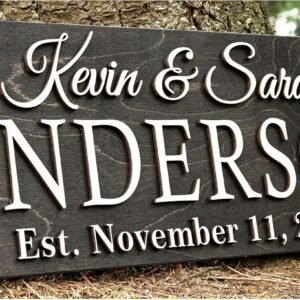 Personalized Family Name Wooden Sign | Last Name Established | Custom Wedding Gift | 3D Wall Art | 5 Year Anniversary | Rustic Home Decor