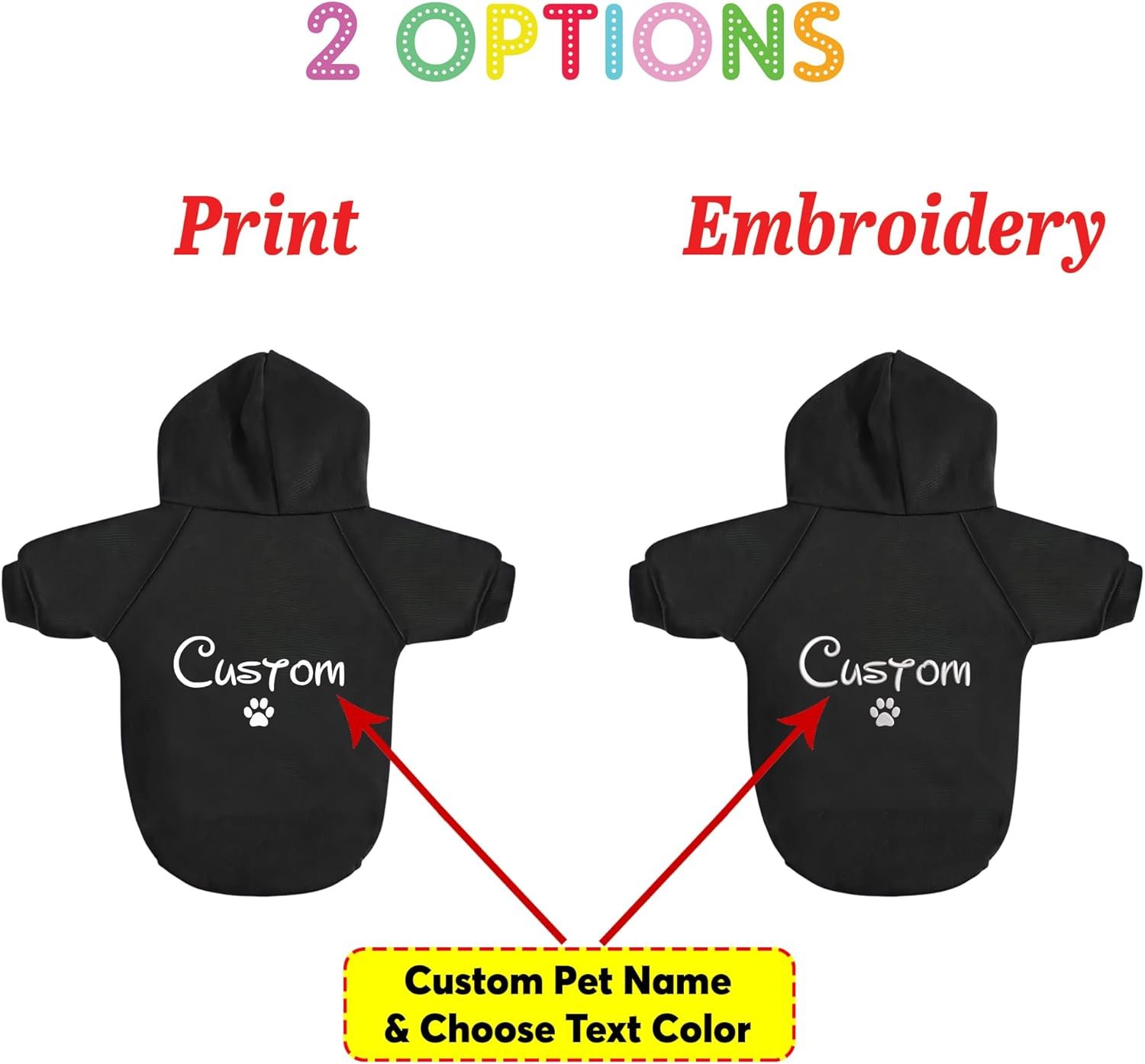 Personalized Name Dog Hoodie-Embroidered & Printed Puppy Sweater with Name/Text-Custom Pet Clothes Warm Winter Outfit for Dogs-Bright Puppy Sweatshirt-Pet Birthday Outfit-Gift for Dog Lovers 1 - Image 2