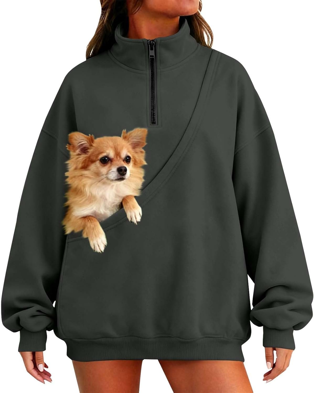 Pet Care High Neck Quarter Zip Jacket Men and Women Sports Leisure Sweatshirt Puppy Animal Carriers Pullover