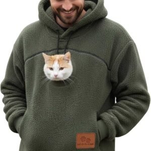 Pet Carrier Hoodie With Cat Pouch Zipper Pet pouch Hoodies Fuzzy Hooded Sweatshirt With Zip Kangaroo Pocket Unisex Outdoor