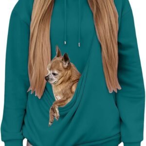 Pet Pouch Hoodie for Women Plain Comfort Oversized Hoodie with Dog Pouch Loose Cozy Cute Pet Care Hoodies Fall Tops