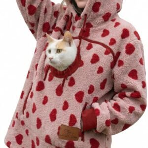 Pet Pouch Hoodie,Long Sleeve - Warm Fleece Fall Winter Pullover Sweatshirt with Dog Pouch - for Outdoor Walking