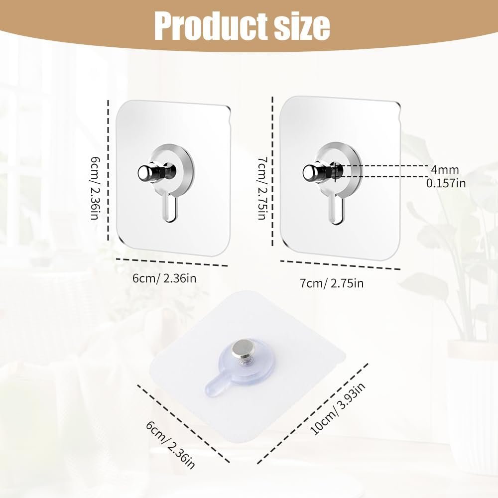 Picture Hangers Without Nails, 20 Ibs Load Heavy Duty Self Adhesive Wall Hooks No Drill Hooks for Hanging, Upgraded Picture Hangers Without Nails Nail Free Wall Hangers for Home (2.36" × 3.93", 6pcs) - Image 2