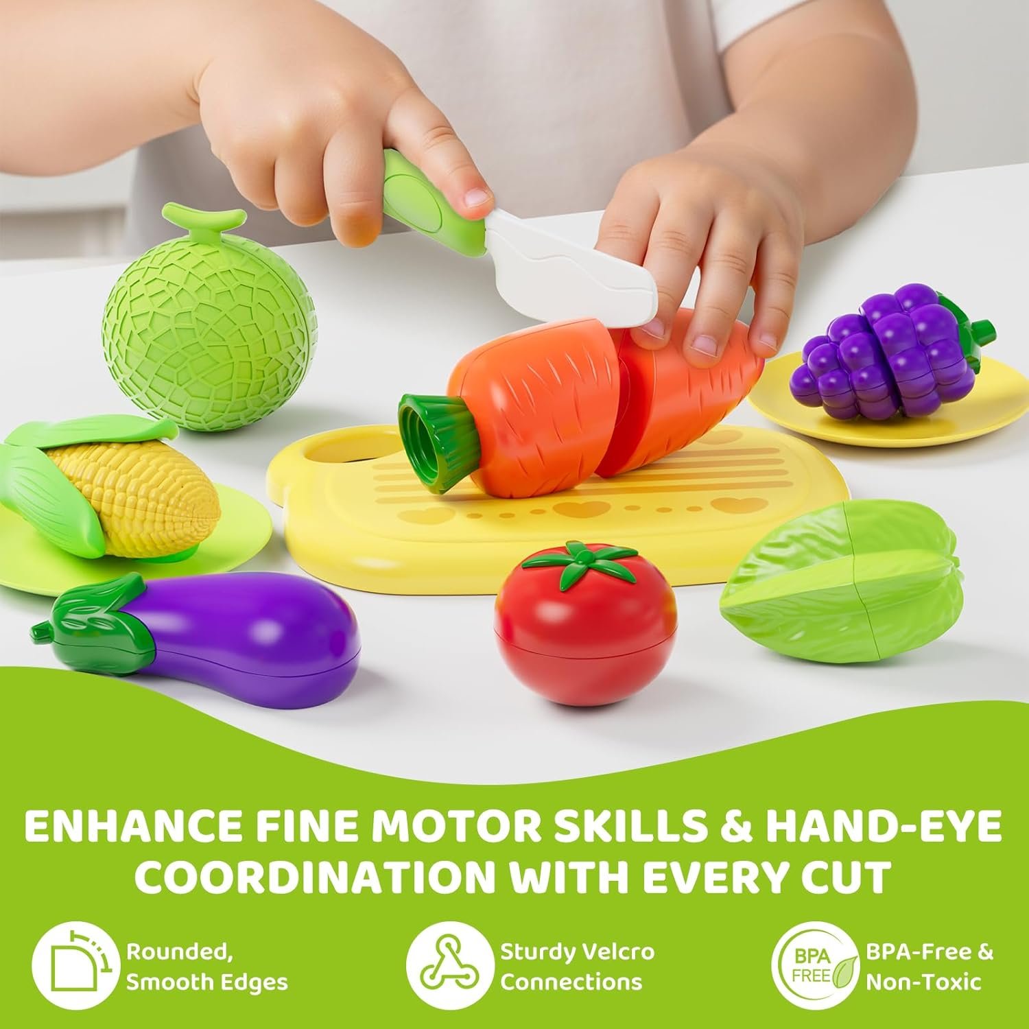 Play Food Set with Cutting Fruits&Felt Tree Mat, Pretend Food Play Kitchen Accessories, Toy Kitchen Food Playset for Toddlers, Preschool Learning Toys for Kids Ages 3 4 5 6 Boys Girls Gift - Image 2