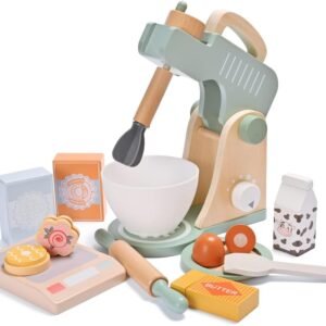 Play Kitchen Accessories, Pretend Play Food Sets for Kids Kitchen, Wooden Toy Mixer Set, Blender Bake Cookies Playset Cooking Kitchen Accessories Toys for Boys Girls Ages 3+