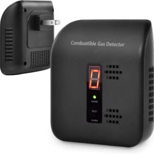 Plug-in Natural Gas Leak Detector for Home - Sensitive Alarm for Methane, Propane, Butane & LPG in Kitchen, RV Black