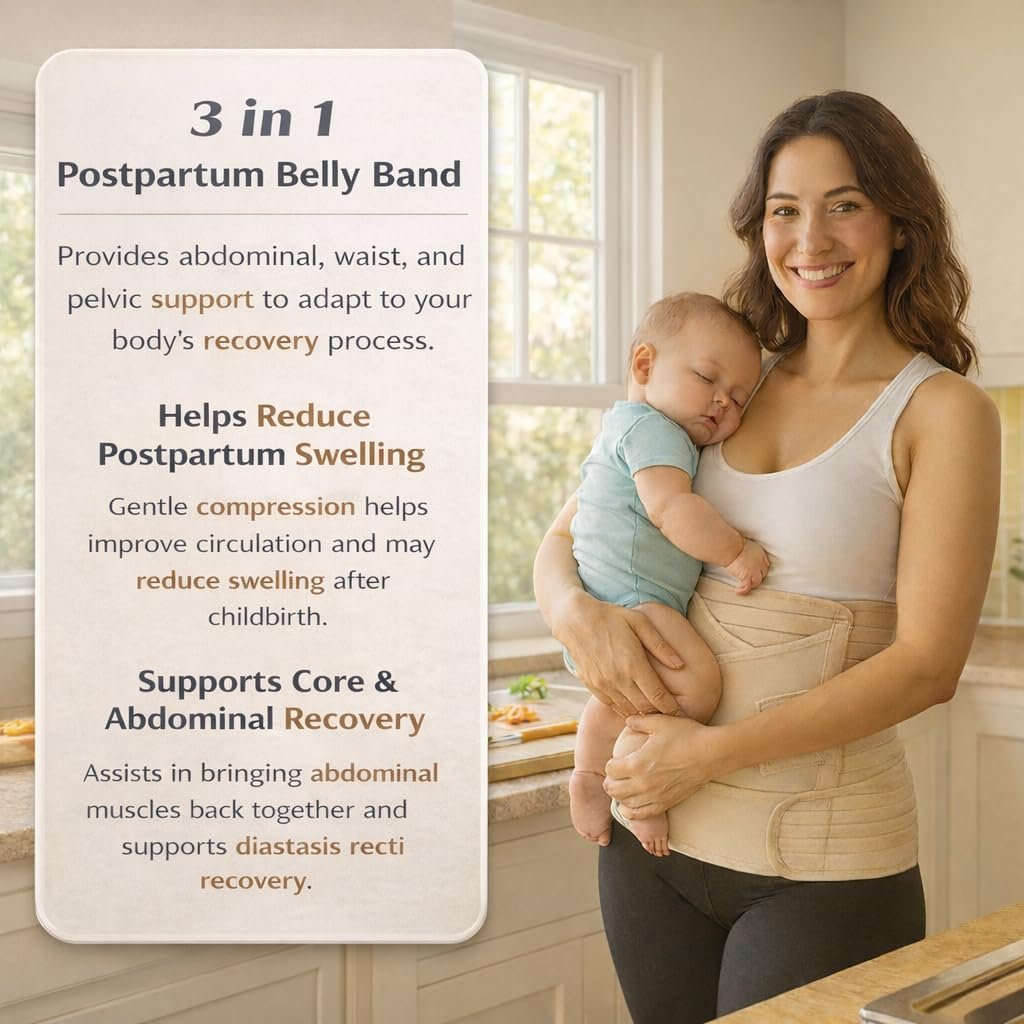 Postpartum Posturing Postpartum Belly Band 3-in-1 – Abdominal Compression, Pelvic Support ...