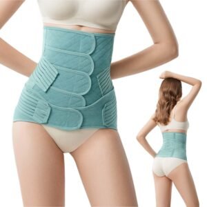 Postpartum Belly Band Wrap - Recovery Support, Adjustable Tummy Control Binder with Pelvic Belt , Comfortable and Supportive for Natural and Cesarean Sections, Shapewear,Elegant Quilted Design (Green, Medium（Below110LB）)