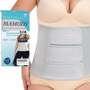Postpartum Belly Band abdominal Binder for Natural Delivery & C-Section, Adjustable Compression Wrap, Abdominal Support Belt (Gray, S/M)