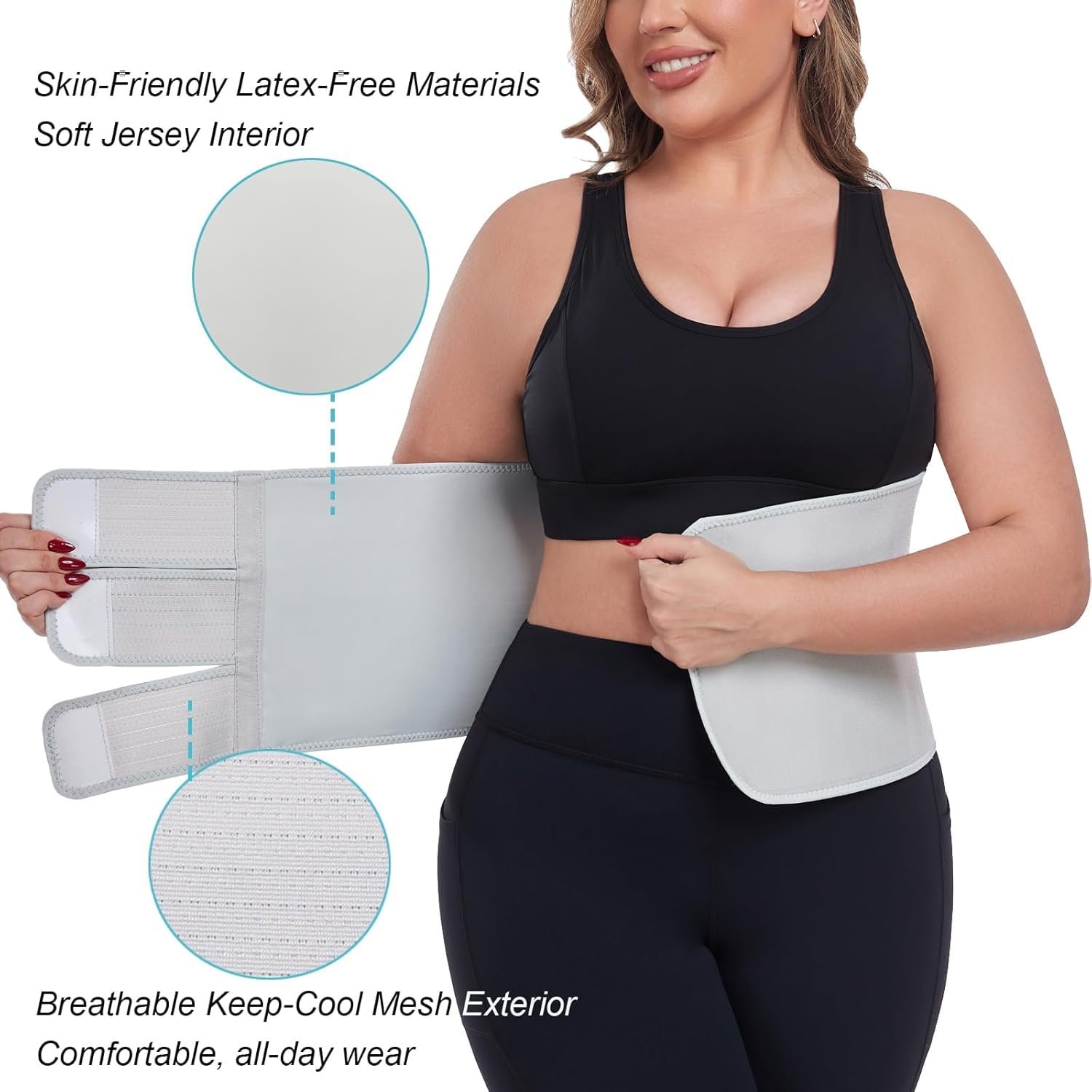 Postpartum Belly Band abdominal Binder for Natural Delivery & C-Section, Adjustable Compression Wrap, Abdominal Support Belt (Gray, S/M) - Image 2