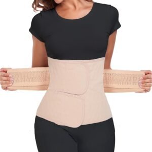 Postpartum Belly Band – Postpartum Belly Wrap, Abdominal Binder Post Surgery C-section Recovery Support Belt After Birth Brace (Classic Beige, 2X-Large)