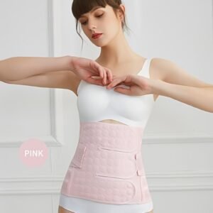 Postpartum belly band-Adjustable breathable waist support,slims & shapes abdomen,Pink/Beige