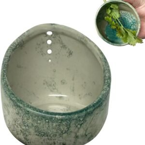 Pottery Herb Stripper Bowl, 2025 Upgrade Pottery Herb Stripper Cup Ceramic Herb Peeling Cup, Handmade Different Round Hole Sizes Suitable for Peeling Off The Leafy Assembly (A)