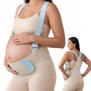Pregnancy Belly Band, Pregnancy Support Belt With Shoulder Strap, Adjustable Maternity Belt, Highly elastic and breathable fabric，Easy to Wear - blue