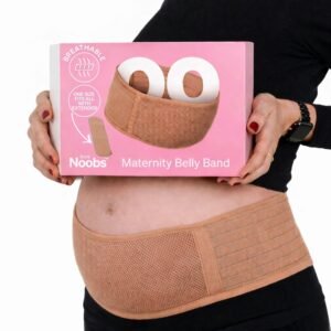 Pregnancy Belly Band with Extender by LoveNoobs™, Adjustable One Size Fits All Maternity Belly Band, Back and Pelvic Support, Breathable Mesh, Nude
