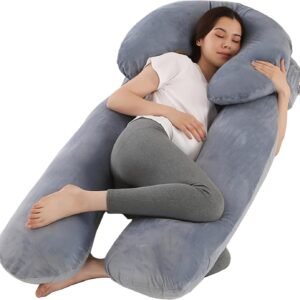 Pregnancy Pillows for Sleeping, 59 Inch U-Shaped Full Body Pillow, Maternity Pillow with Removable Cover, Support for Back Legs Belly HIPS, Body Pillows for Adults, Pregnancy Must Haves, Gray