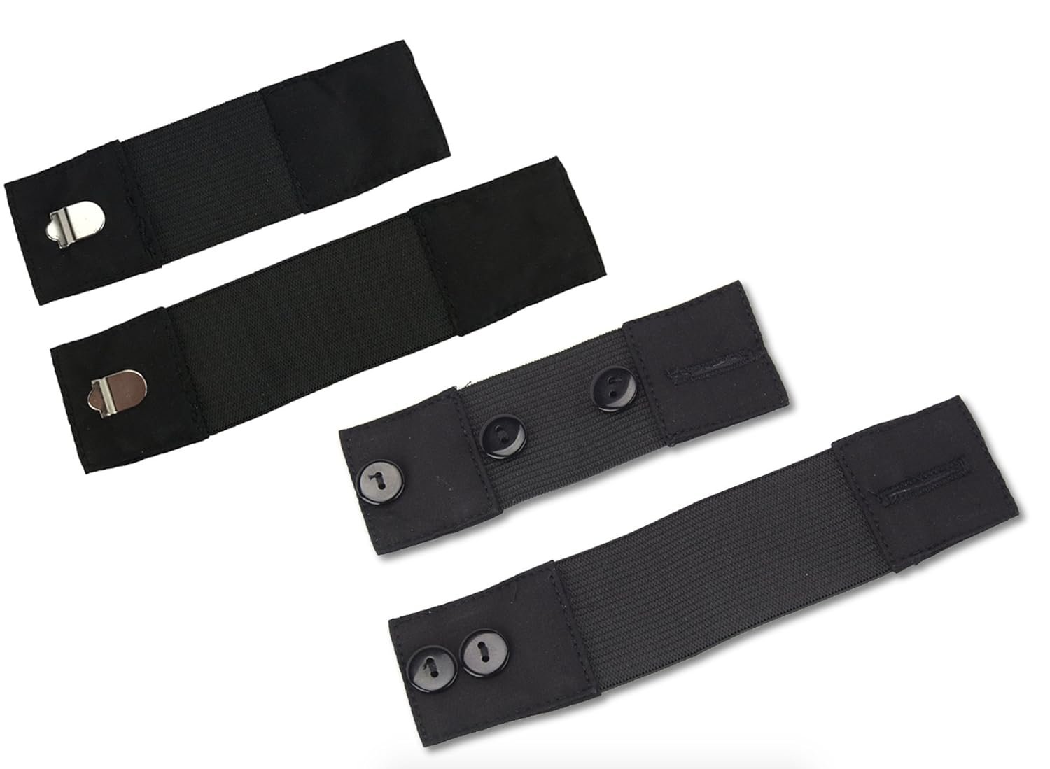 Pregnancy Stretch Elastic Waist Extender Multi-Size Set - Button or Hook On Pants, Skirts and Shorts to Add Instant Inches (5-7" or 6-10") - Expands & Contracts with Your Belly as You Move 4-Pack