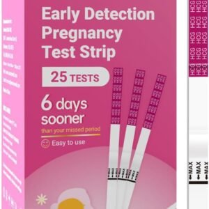 Pregnancy Test Strips, Early Result hCG Detection Home Pregnancy Test, 25 Count hCG, Rapid Prenancy hCG Testing Kit, 5mm Wider 25mIU/mL, High Accuracy with Ultra-Sensitive Detection