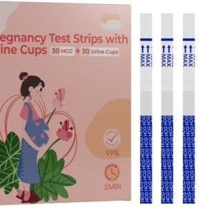 Pregnancy Test Strips Kit with Cup:30HCG + 30 Urine Cups Set HCG Detection Home Pregnancy Test, Extra-Wide 5mm HCG Pregnancy Strip Test Kit,Over 99% Accuracy, Individually Wrapped