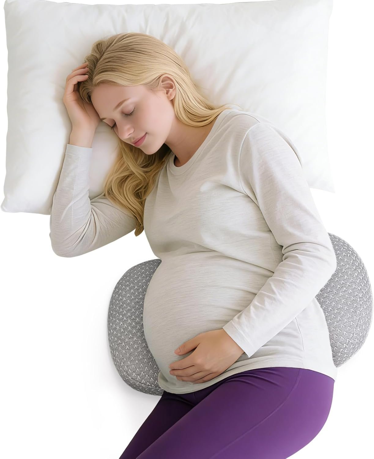 Pregnancy Wedge Pillow for Sleeping, Adjustable Maternity Pillow for Side Sleepers, Supports Back, Belly & Hip, Ideal for Pregnant Women, Rayon Made from Bamboo Removable Cover, Grey