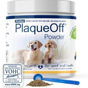ProDen PlaqueOff Powder for Pets - Cat & Dog Breath Freshener - Plaque & Tartar Remover for Pet Oral Care - 180g