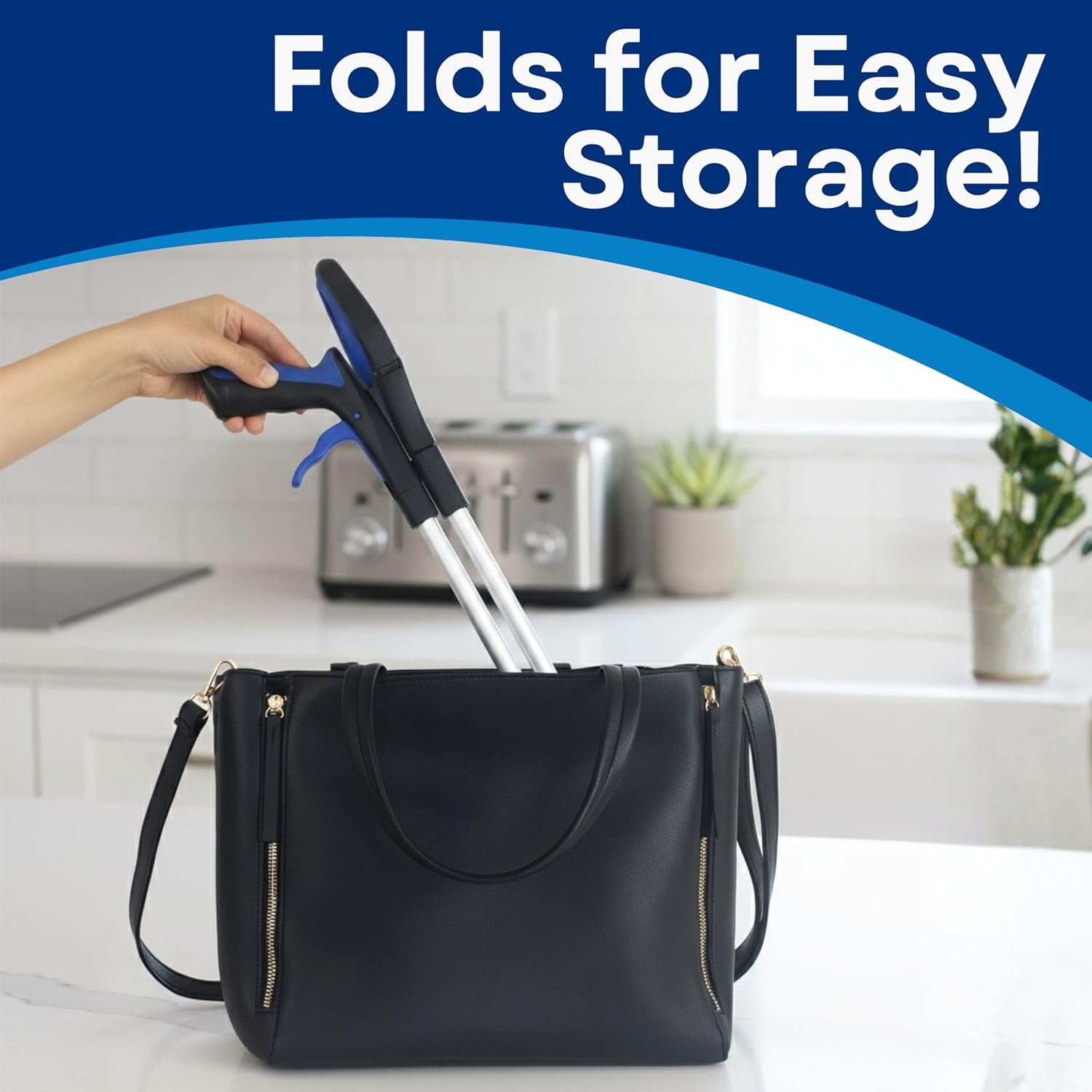 RMS 34 Inch Extra Long Reacher Grabber - Foldable Gripper and Reaching Tool with Rotating Jaw - Image 2