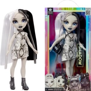 Rainbow High Shadow High Heather - Grayscale 11” Fashion Doll. Black and White Hair & Outfit & Handbag