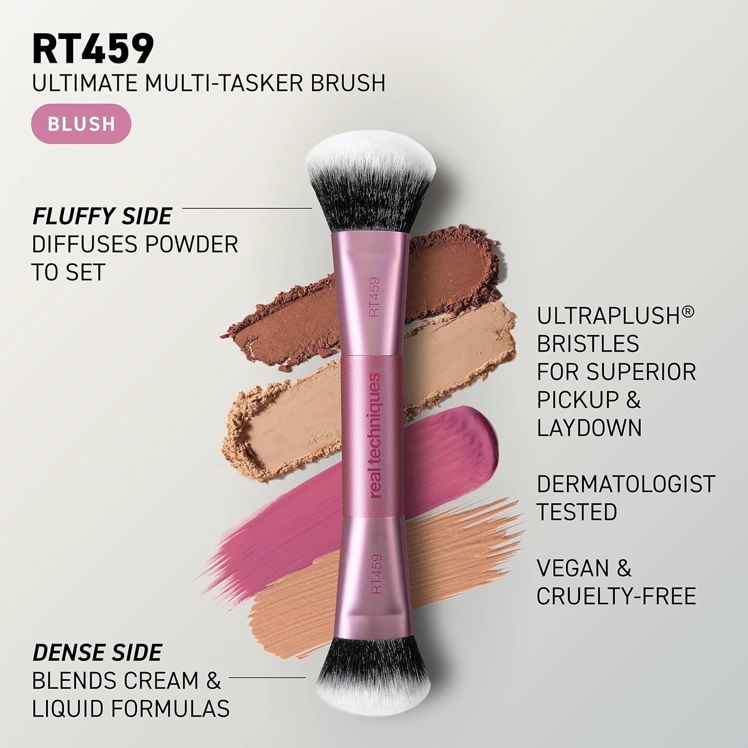 Real Techniques Ultimate Multi Tasker Brush, Dual-Ended Makeup Brush for Foundation, Blush Bronzer & Powder, Precision Sculpting & Blending, UltraPlush Bristles, Cruelty-Free, 1 Count - Image 2