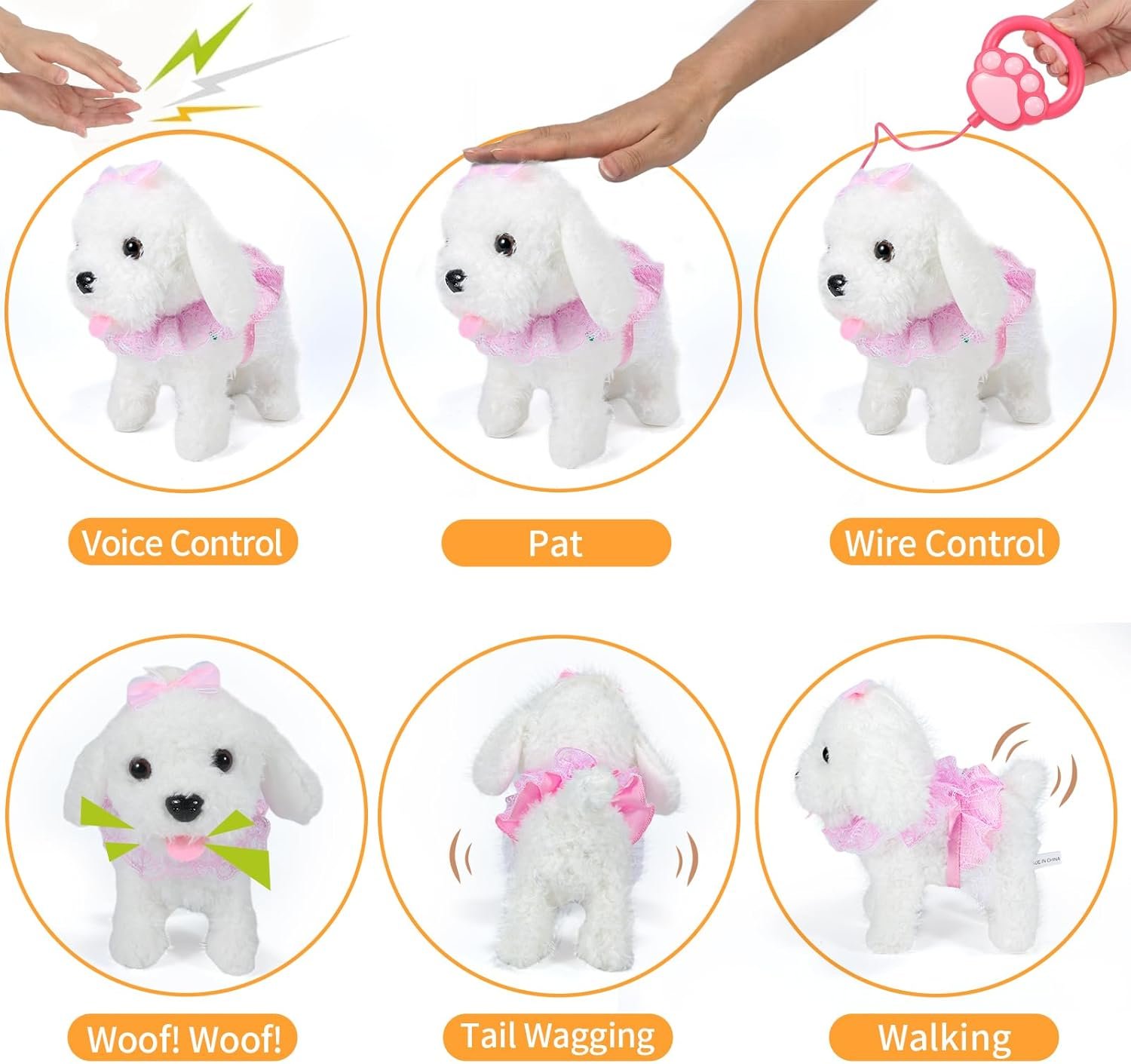 Remote Control Robot Dog, Electronic Plush Puppy Dog Toy, Interactive Toys, Walks, Barks, Shake Tail, Stuffed Animal Gift for Girl and Boy Age 3-6 Year Old (White) - Image 2