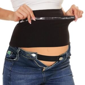 Rheane Belly Bands For Pregnant Women Jeans, Maternity Jeans Belly Band, Maternity Pants Bands With Extender (Black 2)