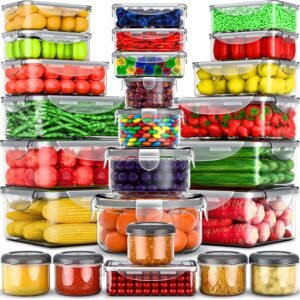 RockBerry 50 Pcs Large Food Storage Containers with Lids Airtight-85 OZ to small Containers-Total 526OZ Stackable Kitchen Set -BPA Free Leak proof containers- Freezer Microwave safe