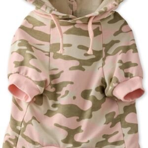 Rocky – The Original Lightweight Hooded Tee 100% Organic Cotton Dog Hoodie Pet Coat Sweater for All Sized Dogs, Pink Camo, Small (10-25 lbs)