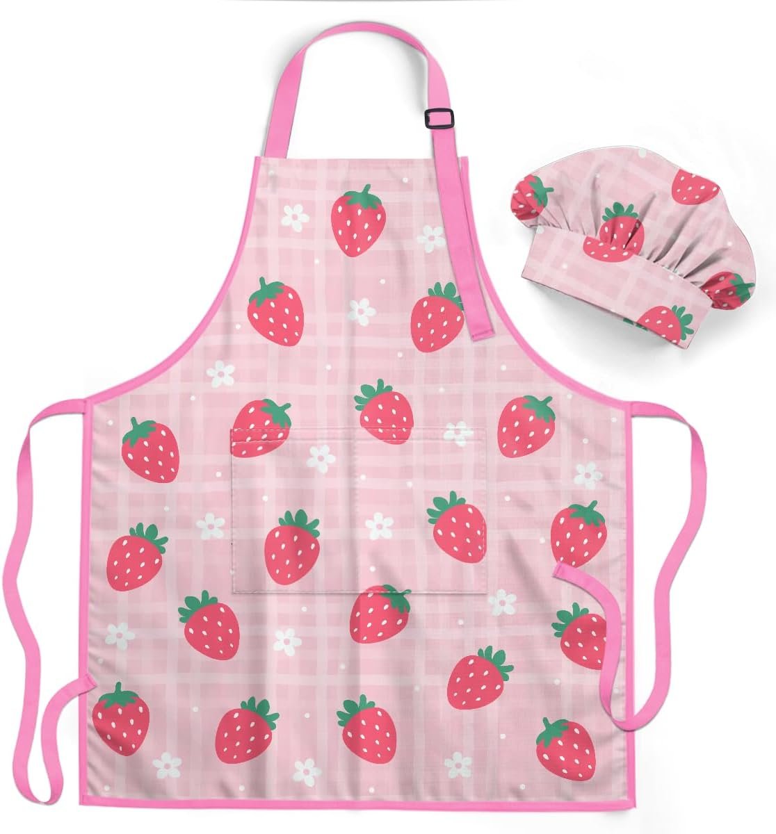 SANDJEST Kids Apron with Chefs Hat Set, Kitchen Apron Gifts