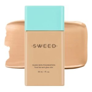 SWEED - Glass Skin Foundation | Long-Lasting Fluid Formula | Hydrate, Moisturize, Lift, Plump, Protect | Vegan, Cruelty-Free, Clean Beauty (08 MEDIUM W)