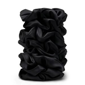 Satin Scrunchies for Women – 8PCS Black Silk Hair Ties – No Crease, Frizz-Free, Gentle Elastic Hair Bands for Thick & Thin Hair, Soft & Stylish Hair Accessories Gifts