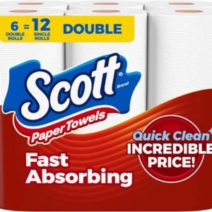 Scott Paper Towels, Choose-A-Sheet, 6 Double Rolls = 12 Regular Rolls (108 Sheets Per Roll)