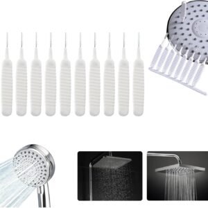Shower Head Cleaning Brush for Small Hole, 2025 New Anti-Clogging Nozzle with Storage Boxes, Multifunctional Shower Cleaning Tools, Showerhead Cleaning Brushes Picks for Bathroom (10PC)