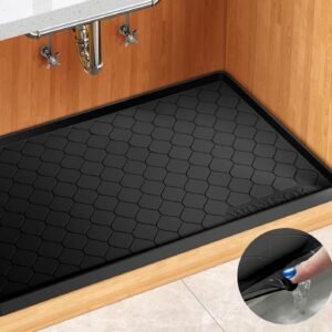 Silicone Under Sink Mat 34" x 22", kitchen Essentials and Gadgets, Shelf liner and Cabinet Protector, Home Organizers and Storage, Waterproof Bathroom Tray