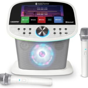 Singing Machine Platinum Plus – Wi-Fi Karaoke Machine for Adults & Kids with 2 Wireless Microphones, Bluetooth Party Speaker, Voice Effects, YouTube & Spotify Streaming – The Ultimate Party System