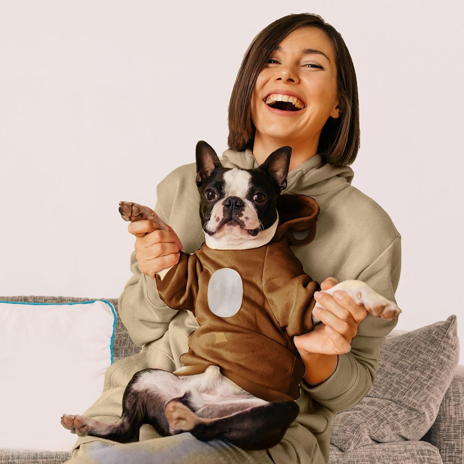 Small Dog Hoodie Soft Warm Fleece Fall Winter Dog Clothes Cute Puppy Sweaters Cat Coat Funny Blank Pullover Doggy Hooded Sweatshirts for Small Dogs Chihuahua Costumes Kitten Outfits(Brown,L) - Image 2