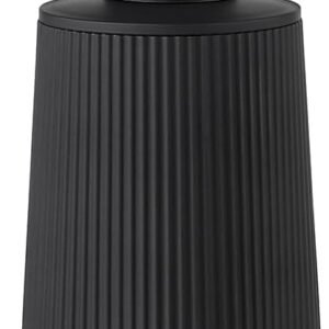 Small Soap Dispenser for Bathroom and Kitchen, Modern Farmhouse Striped Style Plastic Hand Soap Dish Soap Dispenser with Pump Matte Black