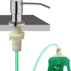 Soap Dispenser for Kitchen Sink, Built in Sink Soap Dispenser (Brushed Nickel), Countertop Soap Dispenser Pump with 47" Extension Tube kit, No Need to Fill Little Bottle Again (Longer Thread Shaft)