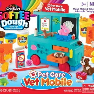 Softee Dough Pet Care Vet Mobile Playset, Modeling Dough Play Toy for Kids Ages 3 Years and Up, by CRA-Z-Art