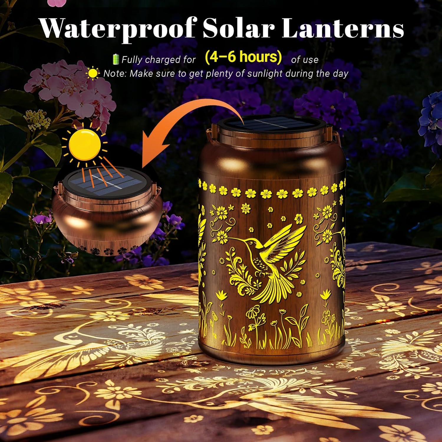 Solar Lanterns Outdoor Waterproof, Garden Decor Gifts for Women Mom Grandma, Outdoor Hanging Lantern Solar Lights, Metal Decorative Light for Yard, Patio, Backyard, Porch, 1 Pack - Image 2