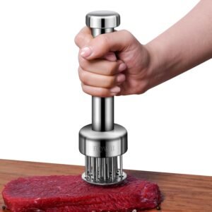 Stainless Steel Meat Tenderizer Tool with 21 Sharp Needles - A Meat Tenderizer Mallet for Chicken and Beef, Durable Meat Mallet Hammer, Easy-Grip Meat Hammer Tenderizer